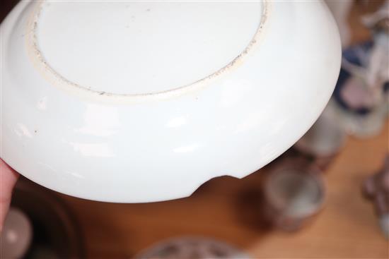 A Chinese crackle glaze bowl, a double gourd vase and other ceramics